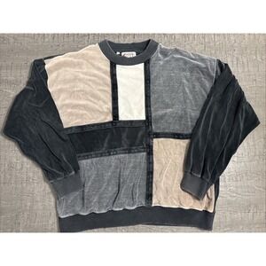 Vintage Sansabelt Sport Velour Patchwork‎ Sweatshirt Made in Brazil 80s 90s XL